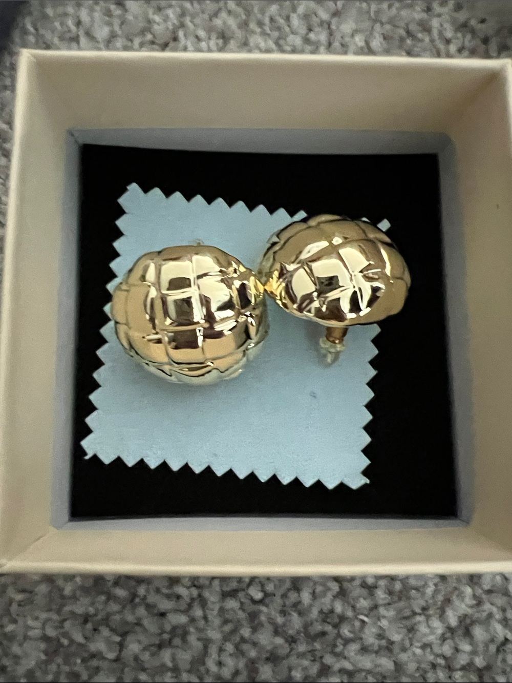 Gold Textured Dome Stud Earrings - Women Jewelry